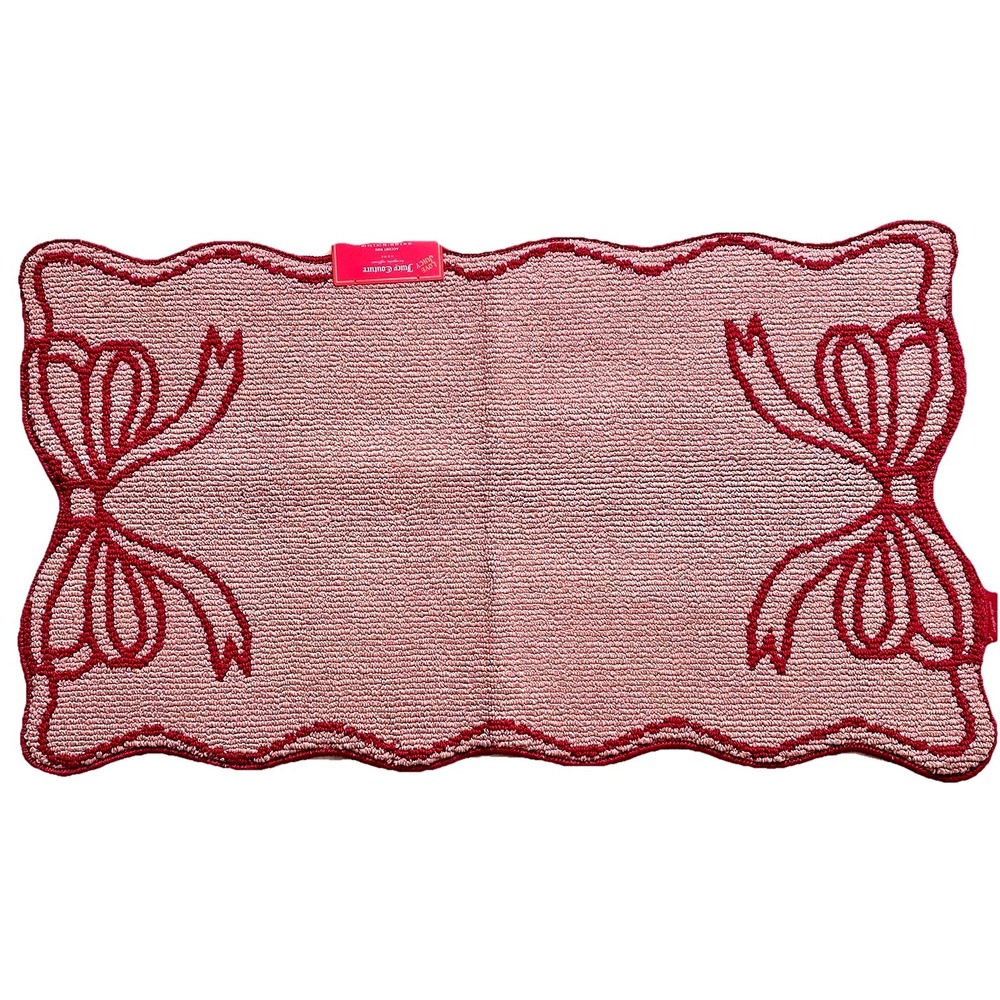 Juicy Couture Pink Bow Accent Rug Bath Mat Coquette Scalloped 26x45